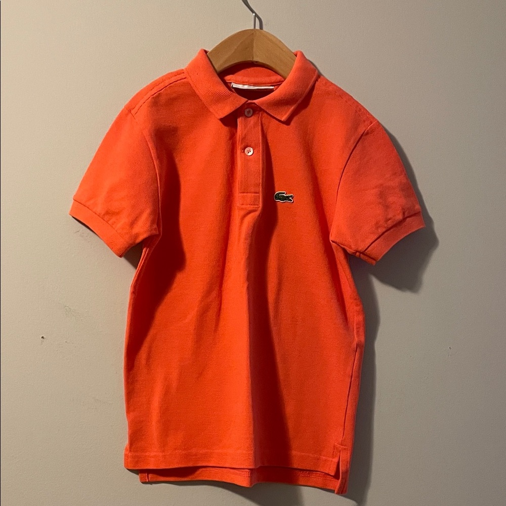 Lacoste for j. Crew boys orange collar polo shirt size: 8